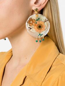 Amir Slama Oorbellen met bloemen applicatie - Beige