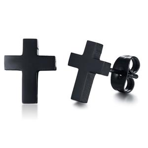 LGT JWLS Stalen heren oorbellen LGT Jewels Kruis Zwart