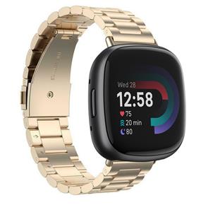 Strap-it Fitbit Versa 4 stalen bandje (champagne goud)