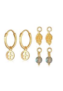Elli Creolen 3-Set Hanger Peace Veer Boho 925 Zilver