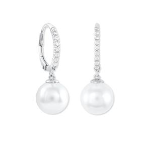 amor Creolen voor dames, 925 Sterling zilver, zirkonia synth., schelp parel