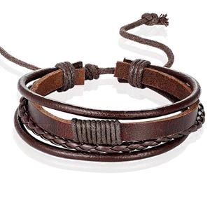 LGT JWLS Heren armband Leer Bruin Verstelbaar Touw Multi armband