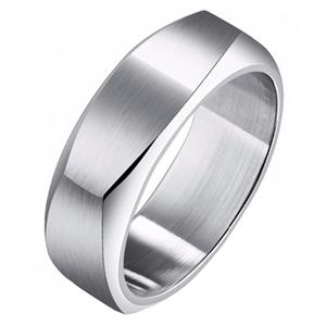 Mendes Zilverkleurige  heren ring gepolijst Staal-18mm