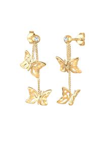 Elli Dames Oor Hanger Vlinder Trend Natuur met Kristallen in 925 sterling zilver