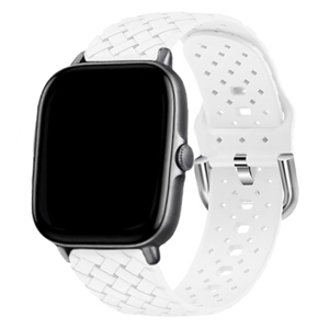 Strap-it Amazfit GTS 3 gevlochten siliconen bandje (wit)