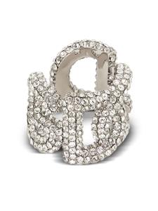 Dolce & Gabbana logo crystal-embellished ring - Zilver