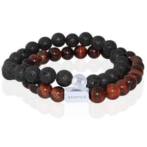 Memphis DUO Kralenarmbanden set Red Tiger-21cm