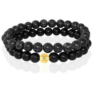Memphis DUO Kralenarmbanden set Pitch Black-21cm