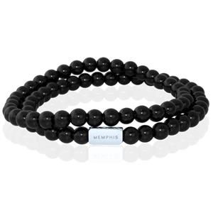 Memphis DUO Kralenarmbanden set Double Onyx-21cm