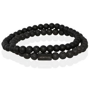 Memphis DUO Kralenarmbanden set Double Black-21cm