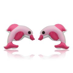 925 Zilveren Oorstekers Met Dolfijnmotief Roze