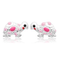 925 Zilveren Oorstekers Tortoise Roze