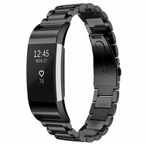 Strap-it Fitbit Charge 2 stalen band (zwart)