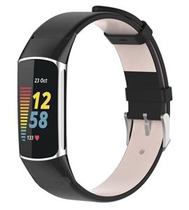 Strap-it Fitbit Charge 5 leren bandje (zwart)