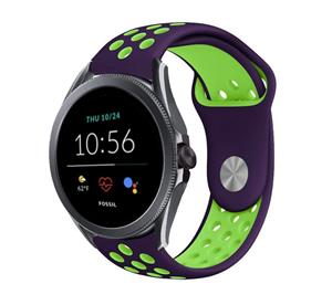 Strap-it Fossil Gen 5e - 44mm sport band (paars/groen)