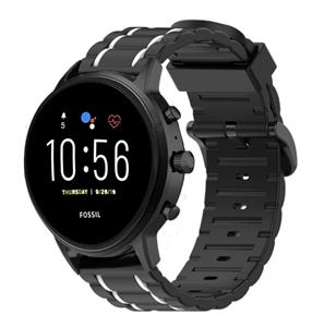 Strap-it Fossil Gen 5 sport gesp band (zwart/wit)
