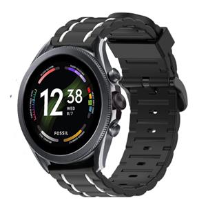 Strap-it Fossil Gen 6 44mm sport gesp band (zwart/wit)