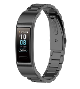 Strap-it Huawei band 3 / 4 Pro stalen band (zwart)