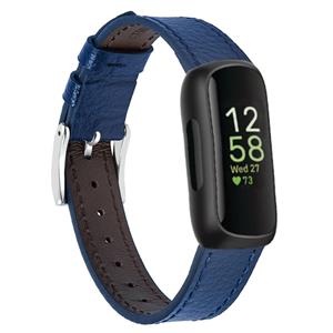 Strap-it Fitbit Inspire 3 leren bandje (donkerblauw)