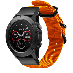 Strap-it Garmin Fenix 5x / 6x nylon gesp band (oranje)