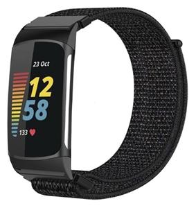 Strap-it Fitbit Charge 6 nylon bandje (zwart)