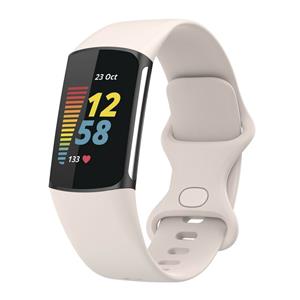 Strap-it Fitbit Charge 6 siliconen bandje (zand wit)