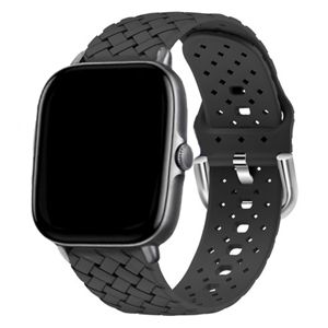 Strap-it Amazfit GTS 3 gevlochten siliconen bandje (zwart)