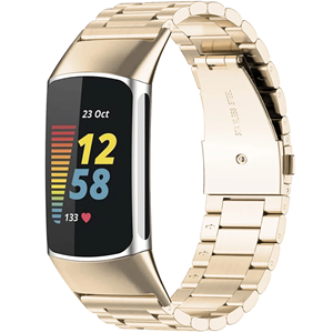 Strap-it Fitbit Charge 6 stalen band (champagne)