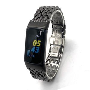 Strap-it Fitbit Charge 6 stalen draak band (zwart)