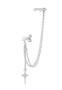 Elli Dames Oorklem Ster Ketting met kristal in 925 sterling zilver Zilver