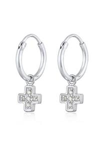 Elli Dames Creools kruis hanger met Zirkonia in 925 sterling zilver