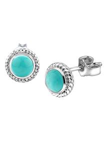 Nenalina Dames Oorstekers Klassiek met Turquoise Howliet Edelsteen in 925 Sterling Zilver
