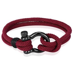 LGT JWLS Nautische heren armband Paracord Edelstaal Anker Bordeaux-19cm