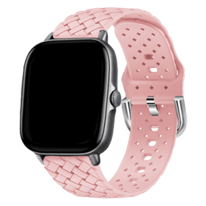 Strap-it Amazfit GTS 3 gevlochten siliconen bandje (roze)