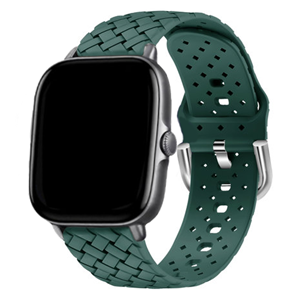Strap-it Amazfit GTS 2 gevlochten siliconen bandje (donkergroen)