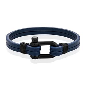 Mendes Dubbele Lederen Band - D-Shackle Royal-19cm