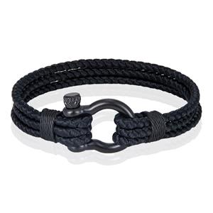 Mendes Triple Rope Armband Boegbeugel - Zwart-19cm