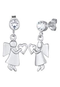 Elli Dames Oor hanger Engel Hart met kristallen in 925 sterling zilver