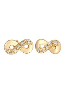 Elli DIAMONDS Oorbellen Dames Oorsteker Oneindigheid Symbool fonkelend met diamant (0.15 ct) in 925 Sterling Zilver