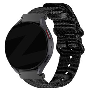 Bandz Samsung Galaxy Watch 4 40mm nylon band met gesp (zwart)