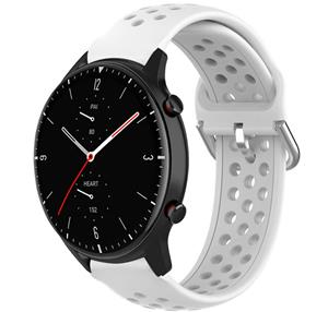 Strap-it Amazfit GTR 2 siliconen bandje met gaatjes (wit)