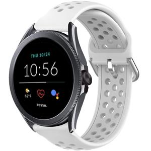 Strap-it Fossil Gen 5e - 44mm siliconen bandje met gaatjes (wit)