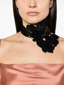 Erdem sequined floral-detail necklace - Zwart