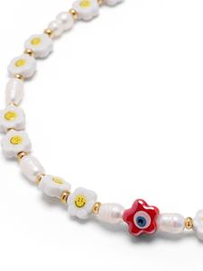 Nialaya Jewelry smiley-face beaded choker necklace - Wit