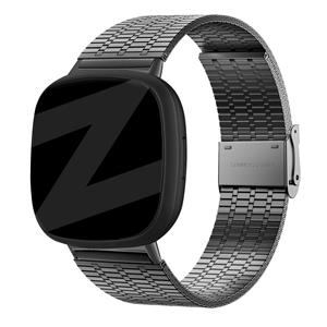 Bandz Fitbit Sense verstelbare stalen band (zwart)