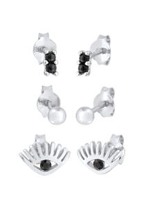 Elli Dames Oorbellen Evil Eye Set van 3 met Kristallen in 925 Sterling Zilver