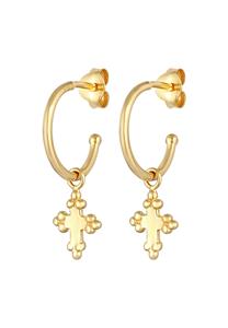 Elli Dames Creolen Plug Hanger Kruis Religie Geloof Trend in 925 Sterling Zilver