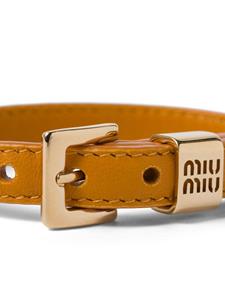 Miu Miu logo-plaque leather bracelet - Geel