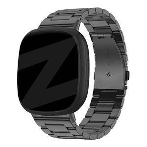 Bandz Fitbit Sense stalen band 'Classic' (zwart)