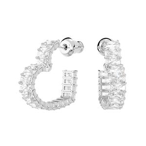 Swarovski Paar Creolen Swarovski Matrix Creolen 5653170 Herz, Klein, Weiß, Rhodiniert (kein Set, 2-tlg., inkl. edelm Schmucketui)
